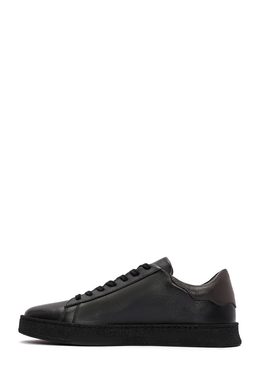 Men's Black Lace-up Leather Sneaker