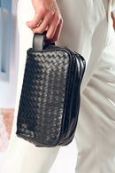 Men's Black Knitted Patterned Clutch Bag | Derimod