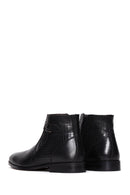 Men's Black Buckle Detailed Leather Classic Zipper Boots | Derimod