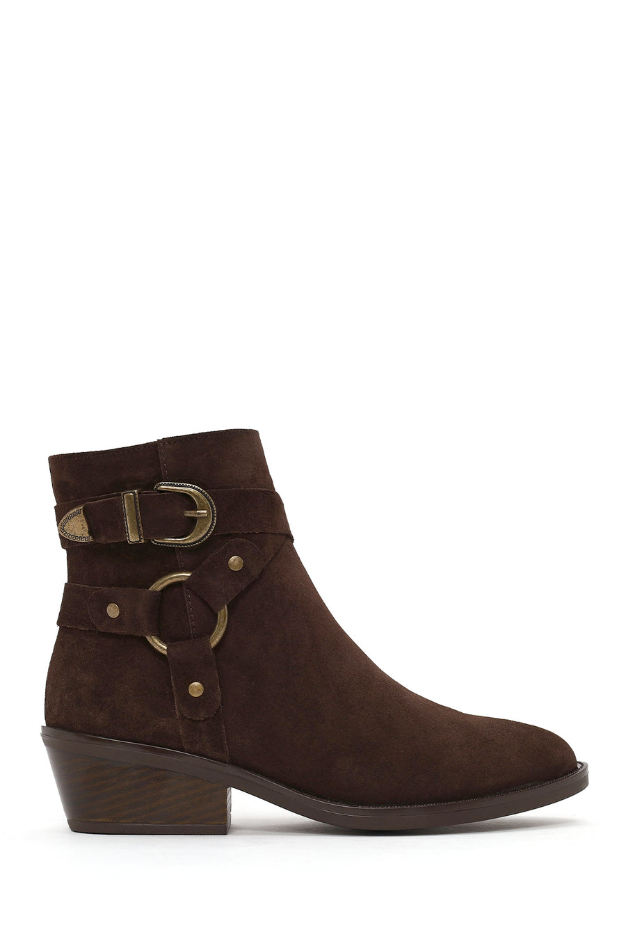 Woman Brown Zip Closure Suede Cowboy Boots AF180017DS | Derimod
