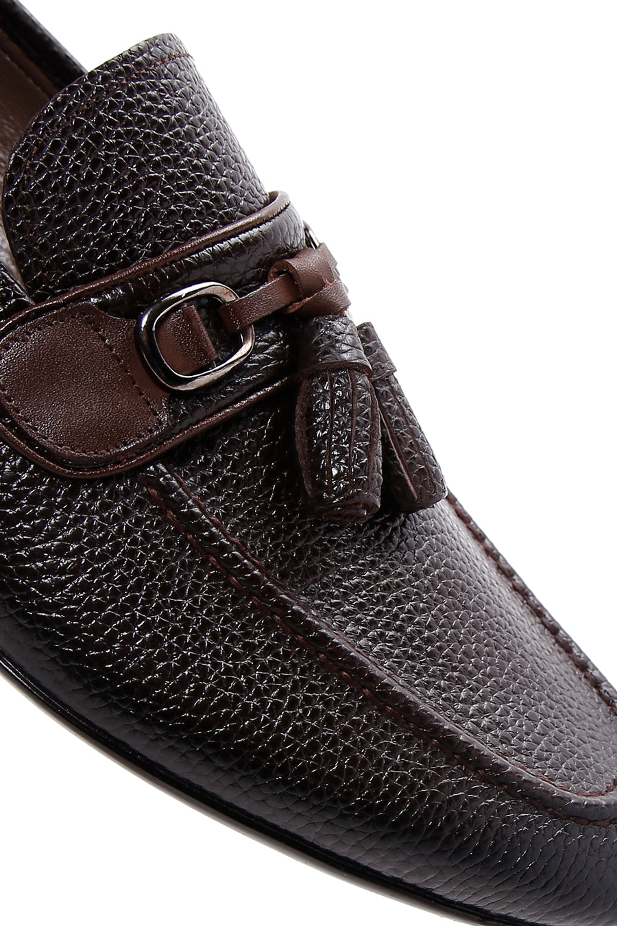 Erkek Kahve Deri Püsküllü Klasik Loafer