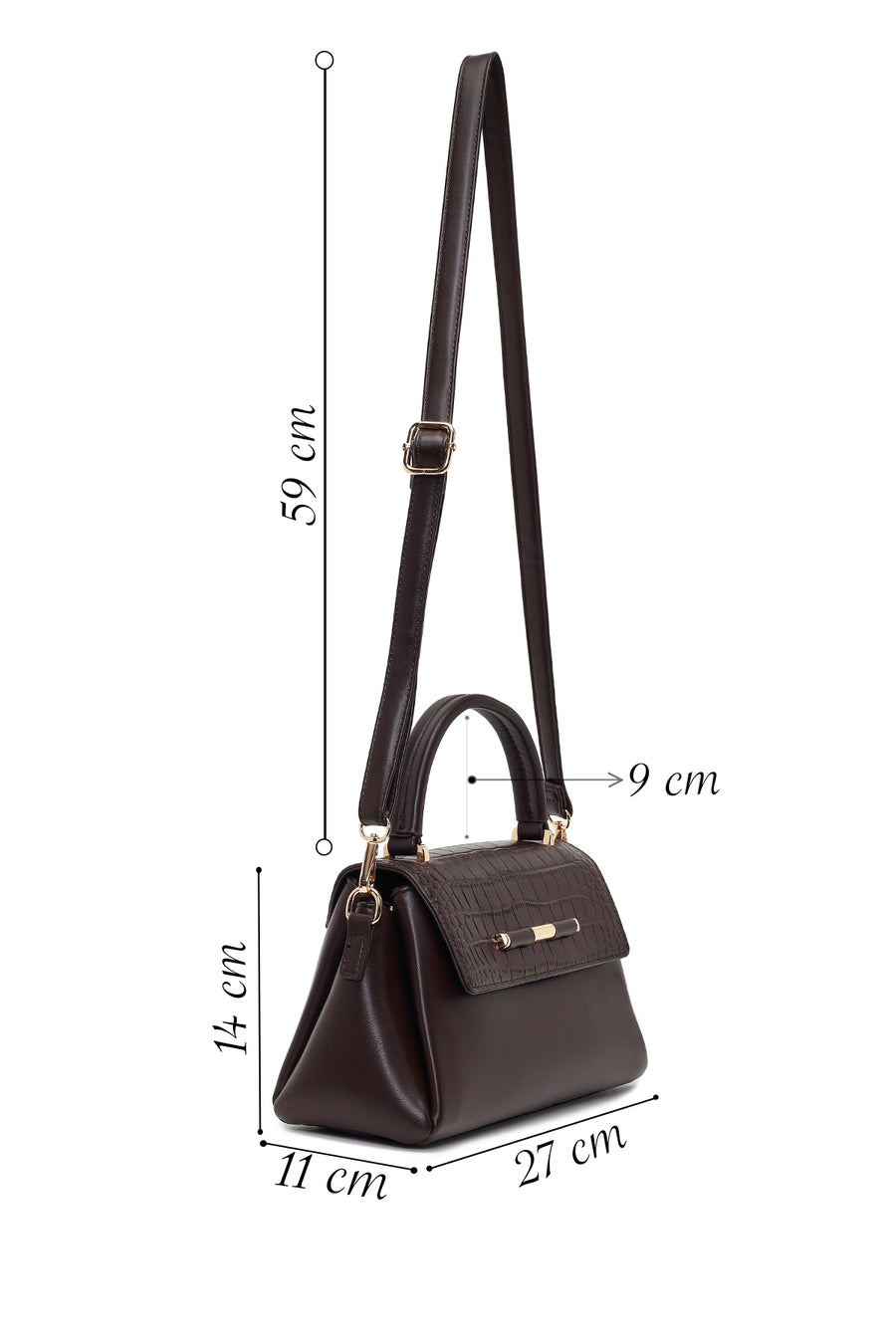 Woman Brown Long-Strap Croc-Pattern Classic Shoulder Bag