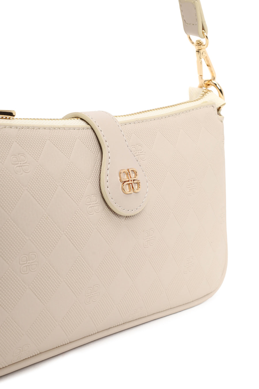 Woman Cream Printed Mini Shoulder Bag