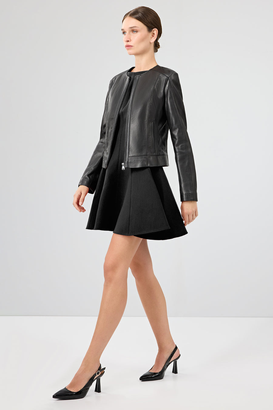 Flora Women's Black Slim Short Leather Jacket