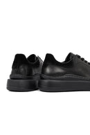 Erkek Siyah Bağcıklı Kalın Tabanlı Deri Sneaker | Derimod