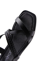 Women's Black Leather Sandals | Derimod