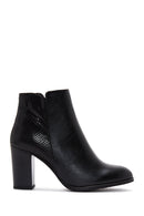 Women's Black Zippered Chunky Heel Boots | Derimod