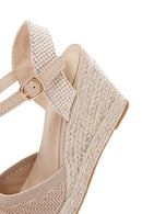 Women's Beige Ankle Strap Wedge Heeled Espadrille | Derimod