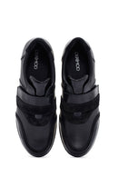 Women's Black Wedge Heeled Leather Comfort Shoes | Derimod