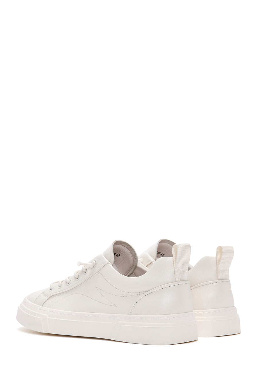Men's White Lace-up Leather Sneaker
