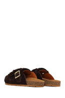 Women's Brown Tassel Suede Leather Slippers | Derimod