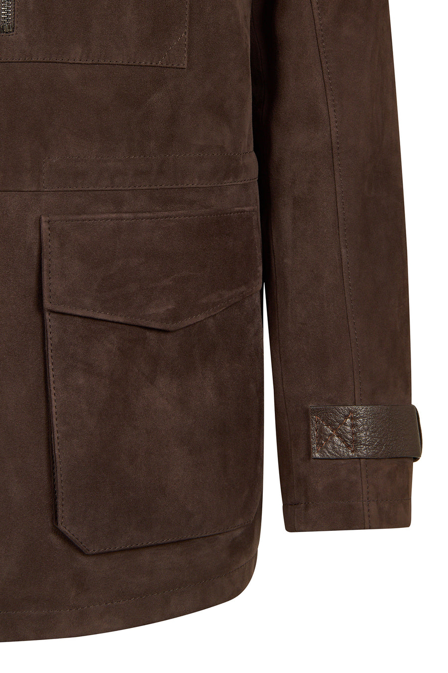 Torres Male Brown Mandarin Collar Suede Coat