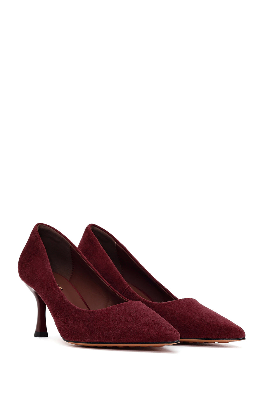 Kadın Bordo İnce Topuklu Süet Deri Stiletto