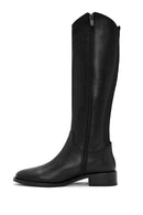 Women's Black Zippered Leather Boots | Derimod