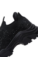 Women's Black Stone Thick Soled Sneaker | Derimod