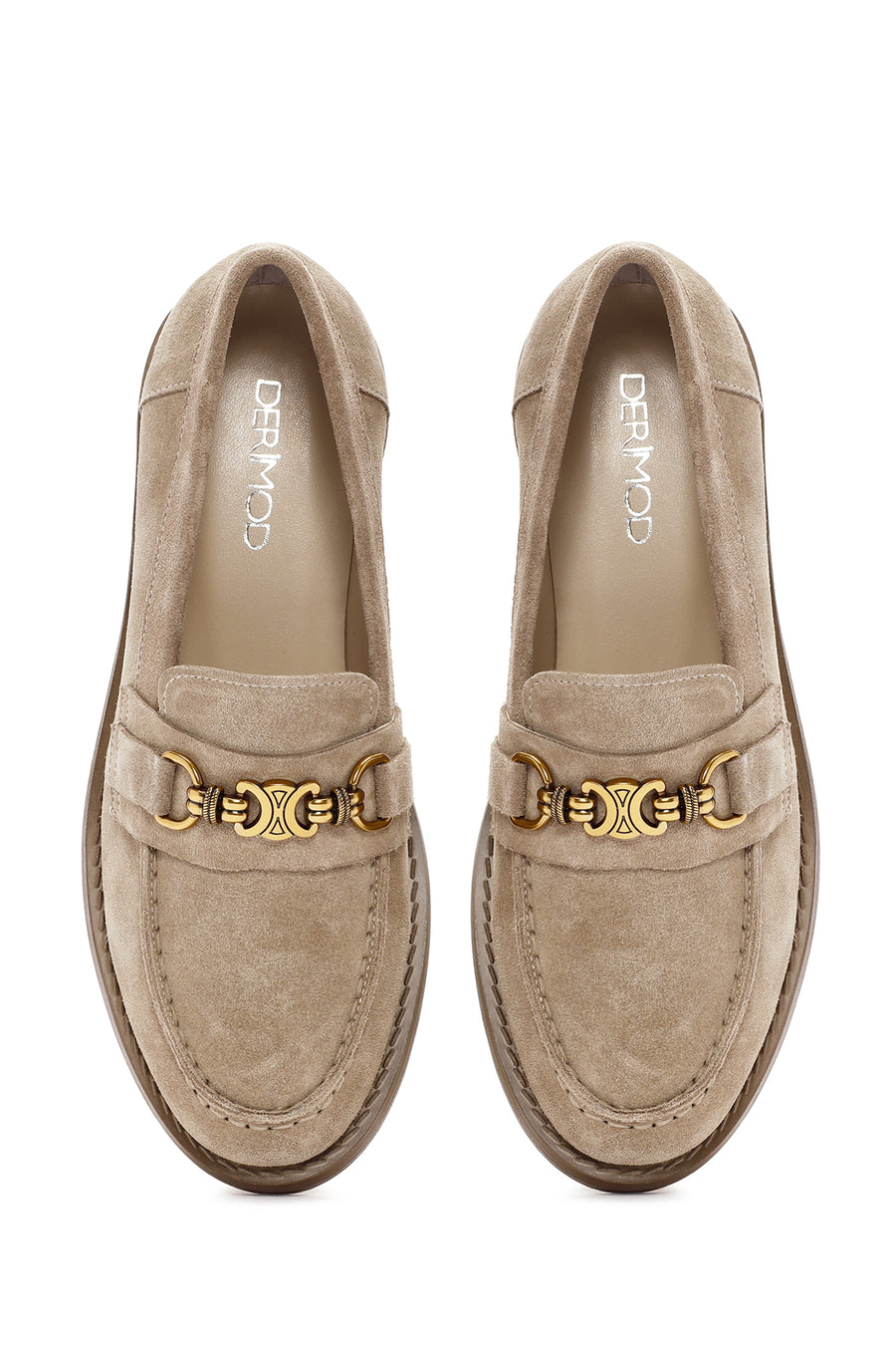 Kadın Vizon Süet Deri Maskülen Loafer