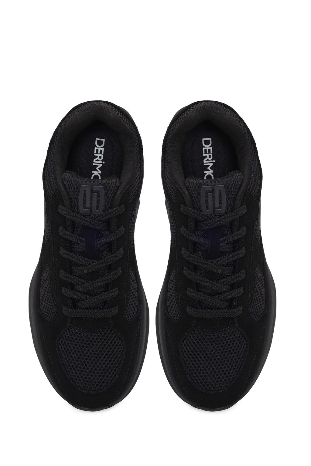 Erkek Siyah Bağcıklı Kalın Tabanlı Kumaş Sneaker