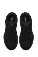 Erkek Siyah Bağcıklı Kalın Tabanlı Kumaş Sneaker | Derimod