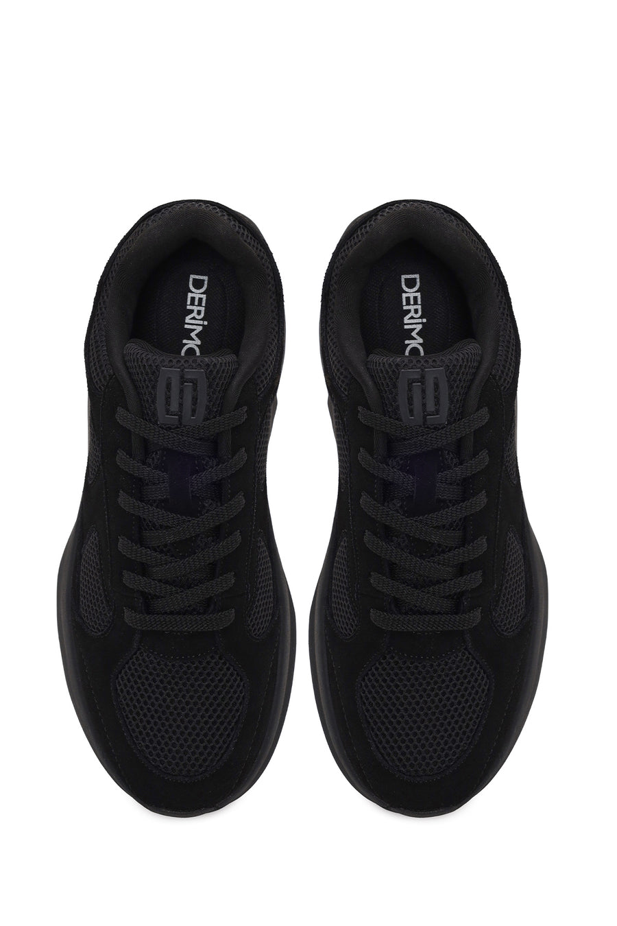Erkek Siyah Bağcıklı Kalın Tabanlı Kumaş Sneaker