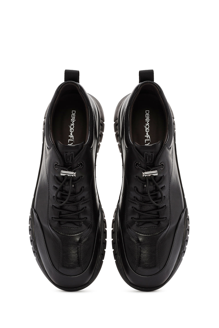 Derimod Fly Erkek Siyah Bağcıklı Deri Casual Sneaker