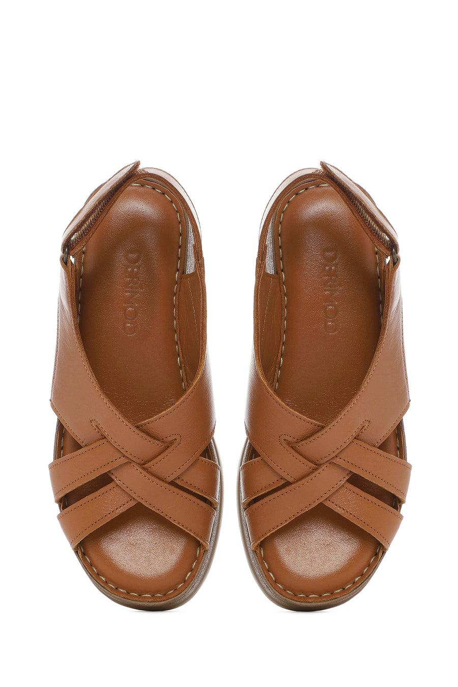 Women's Brown Thick Soled Leather Comfort Sandals