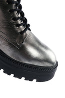 Women's Silver Zippered Leather Boots | Derimod