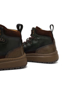 Men's Green Lace-Up Thick Sole Leather Sports Boots | Derimod