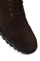 Male Brown Zip Closure Thick-Soled Suede Boots | Derimod