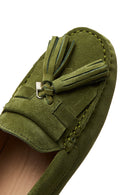 Women's Green Tassel Detailed Suede Leather Loafer | Derimod