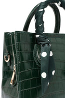 Women's Green Accessory Detailed Long Strap Crocodile Patterned Handbag | Derimod