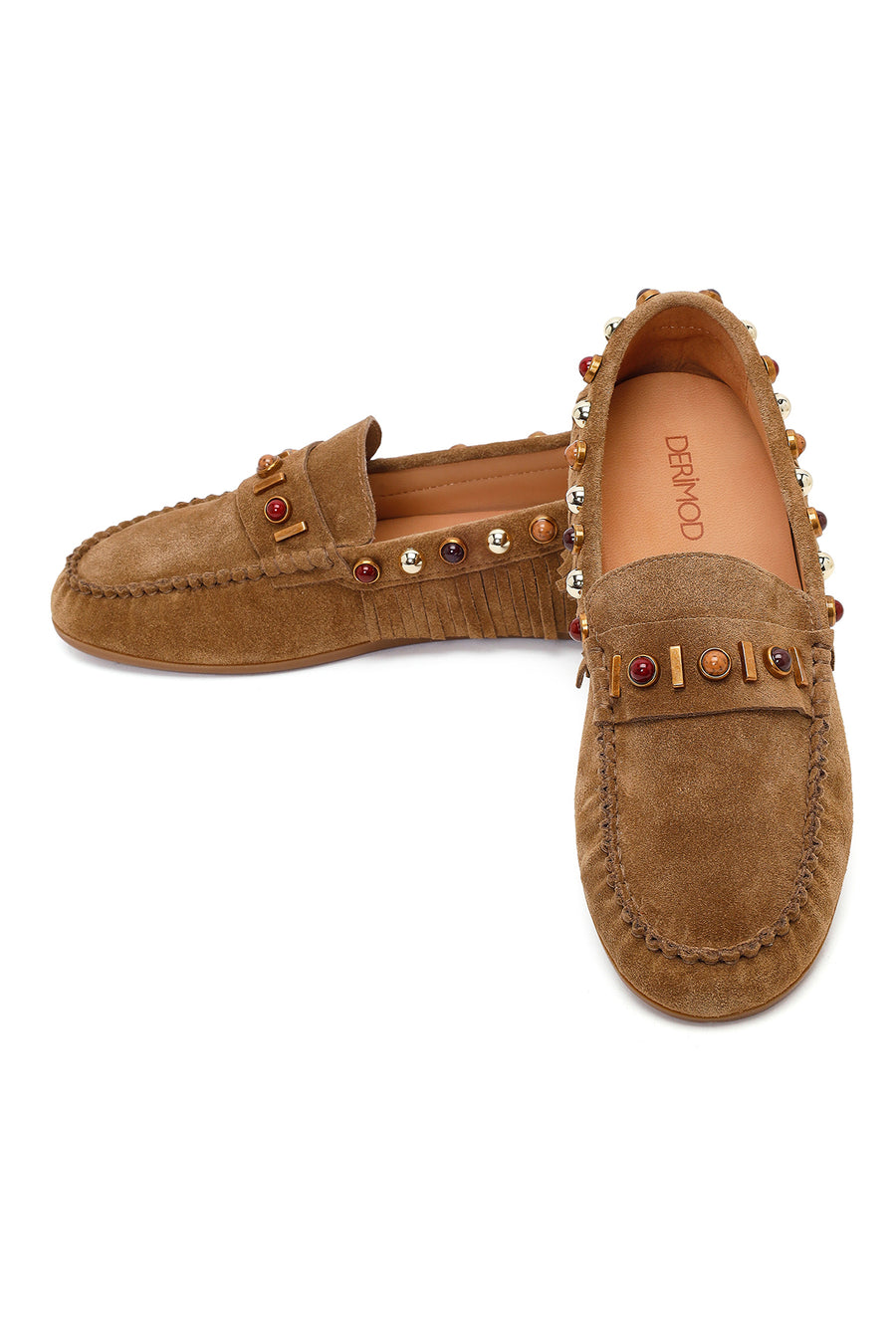 Women's Camel Tassel Suede Leather Loafer