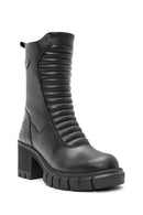 Harley Davidson Women's Black Fork Zipper Leather Boots | Derimod