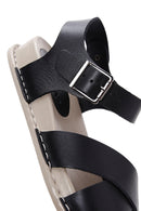 Women's Black Leather Comfort Sandals | Derimod