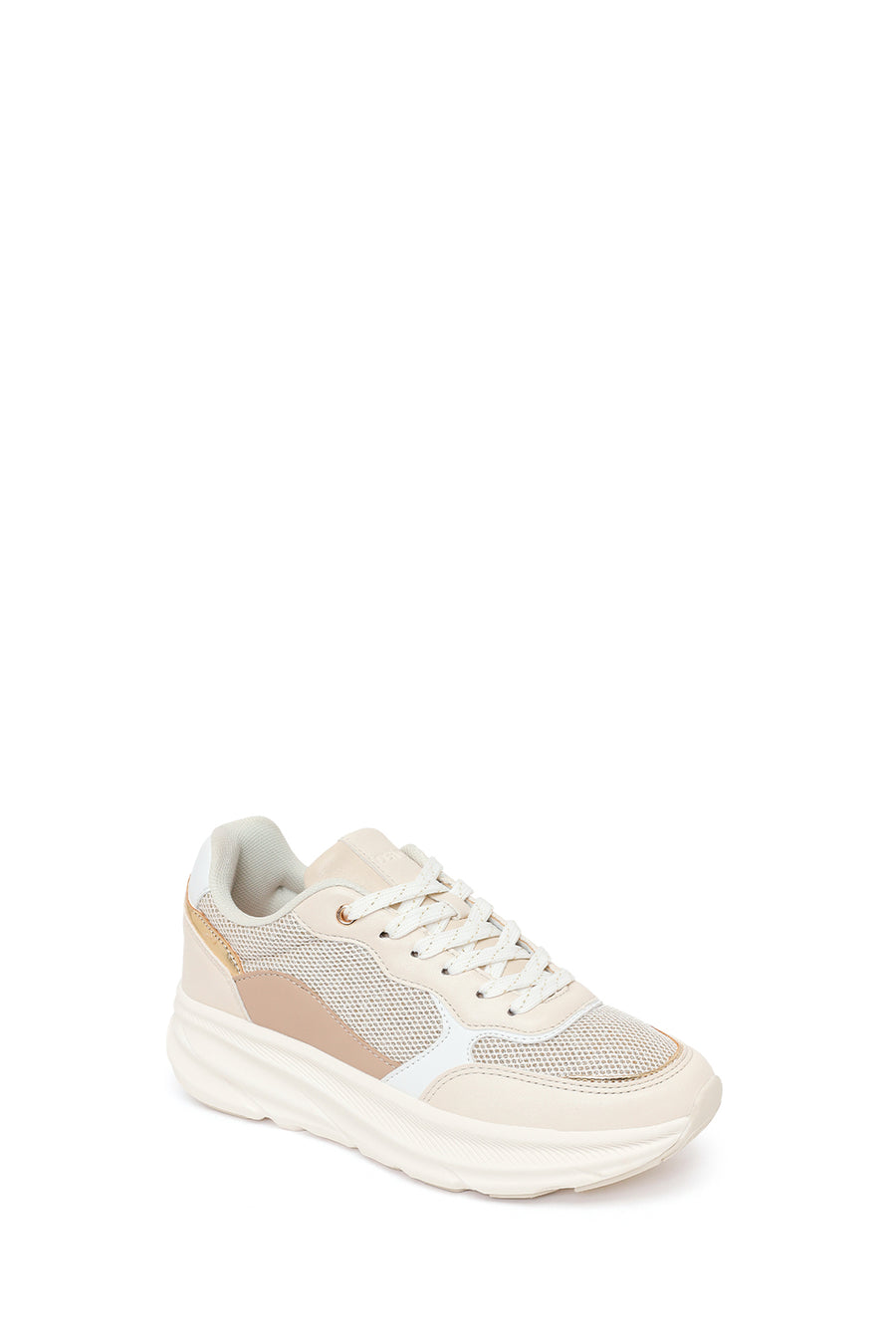 Women's Beige Lace-Up Chunky Sole Sneakers