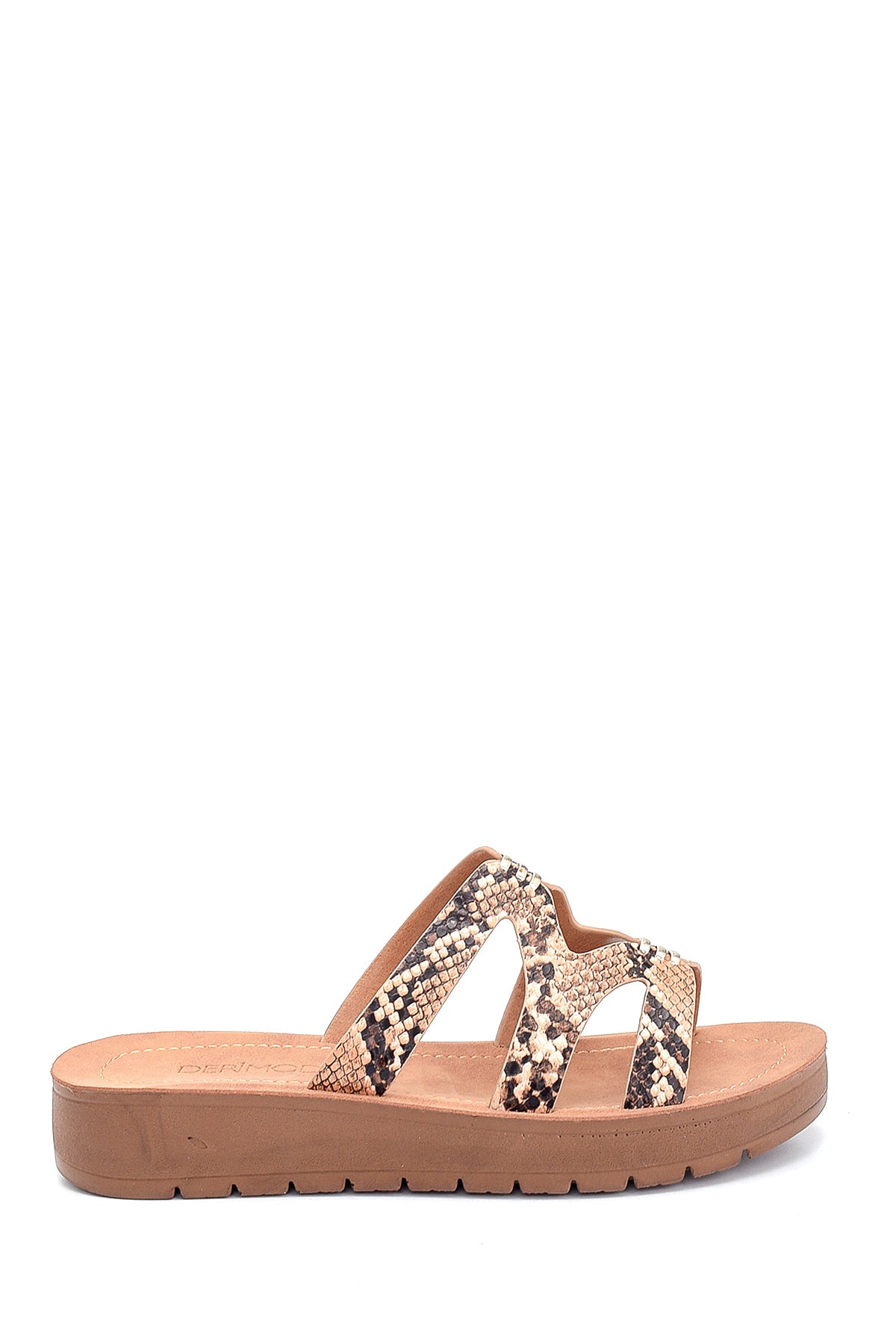 Women's Camel Snake Printed Slippers 21SFE463140 | Derimod