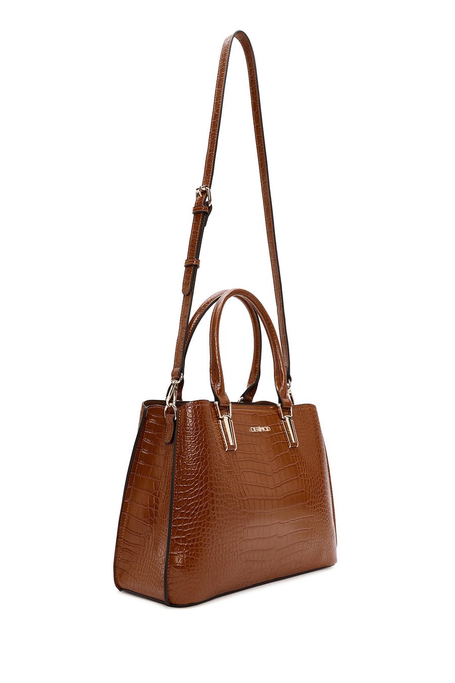 Women's Brown Long Strap Crocodile Handbag