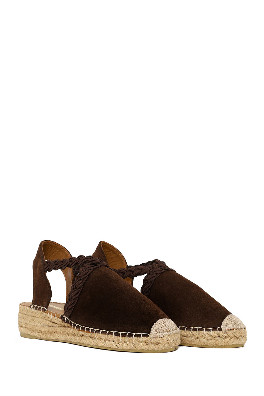 Women's Brown Suede Leather Espadrilles