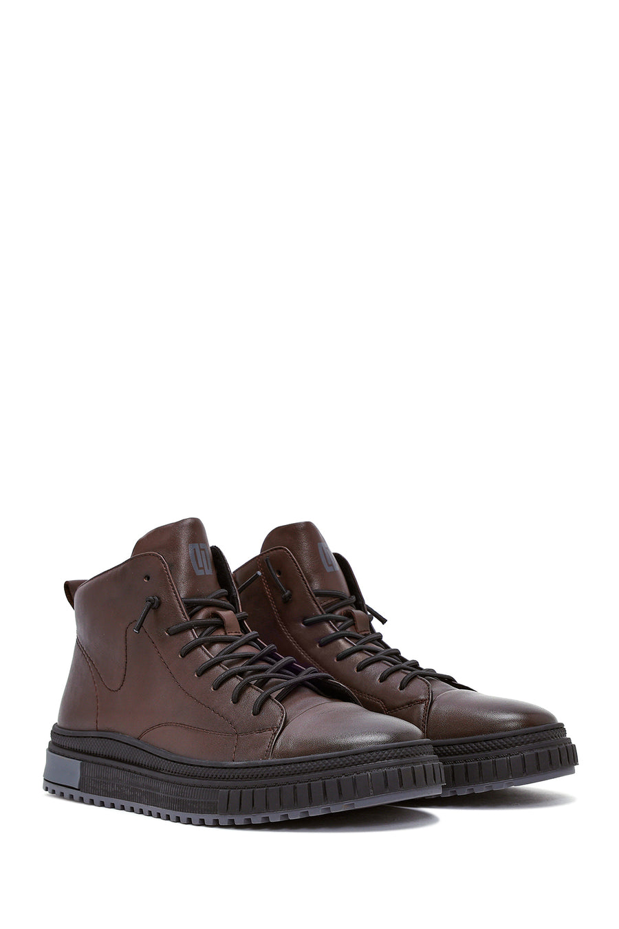 Men's Brown Zippered Leather Sports Boots