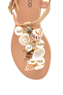 Women's Seashell Detailed Flip Flops Sandals | Derimod