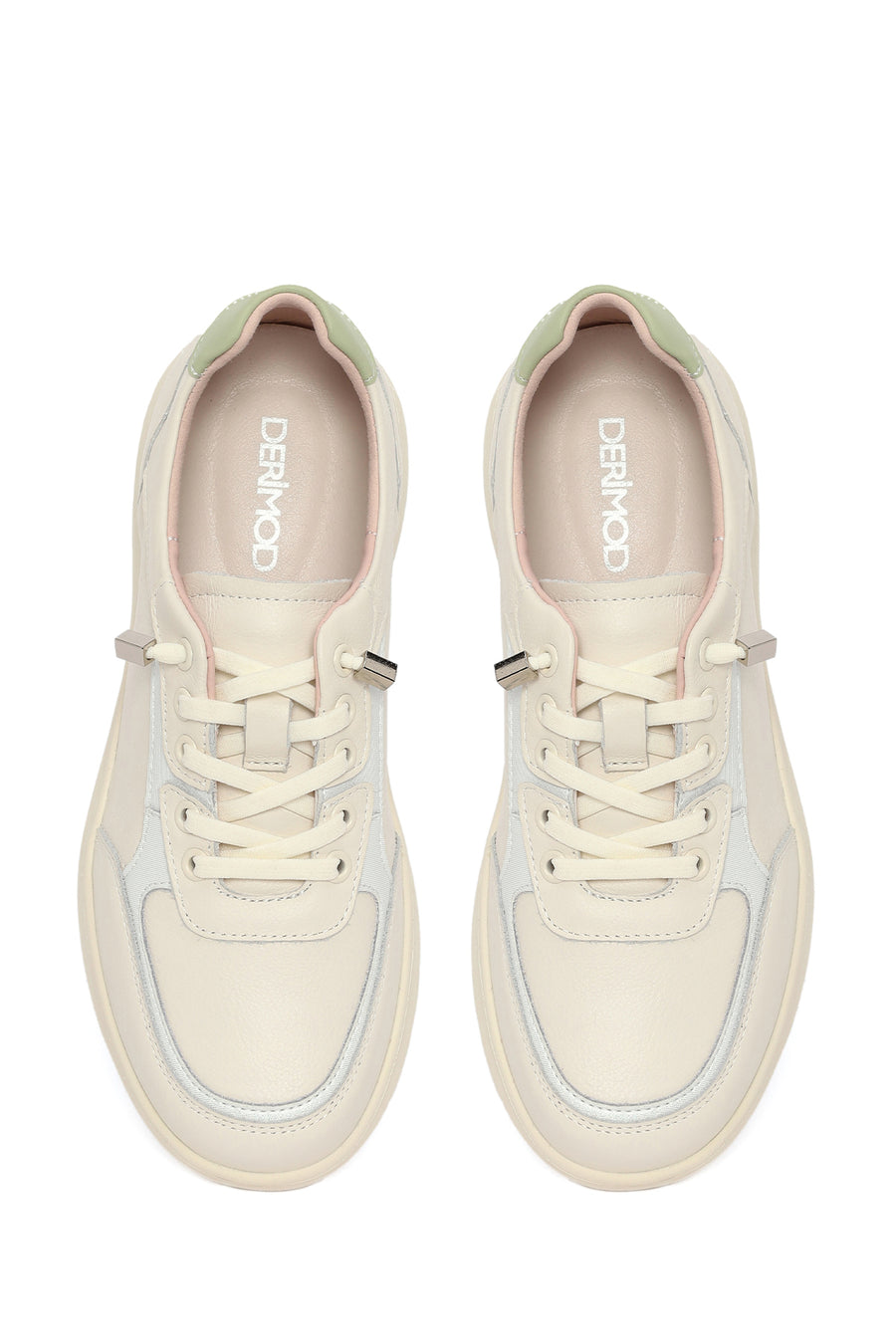 Women's Beige Lace-up Leather Sneaker