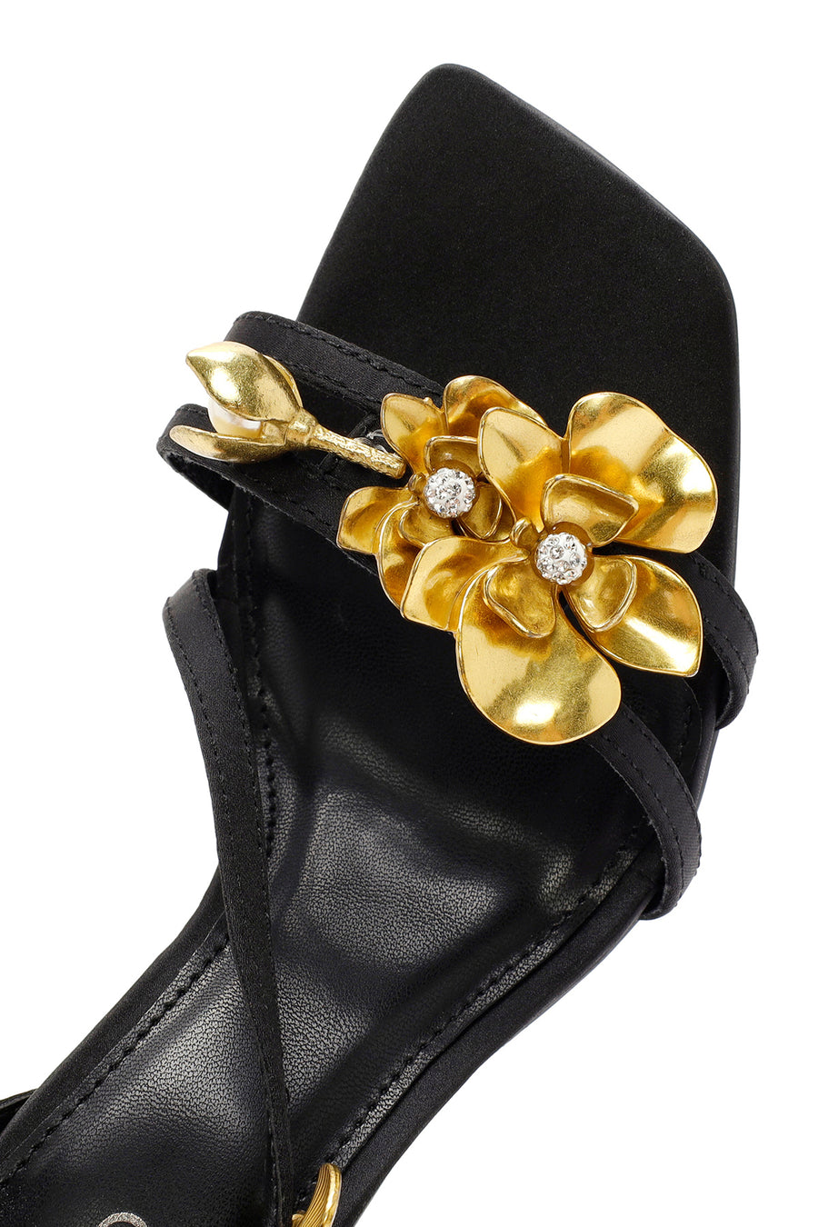 Women's Black Accessory Detailed Thin Heel Sandals