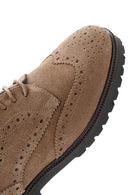 Women's Tan Suede Leather Masculine Shoes | Derimod