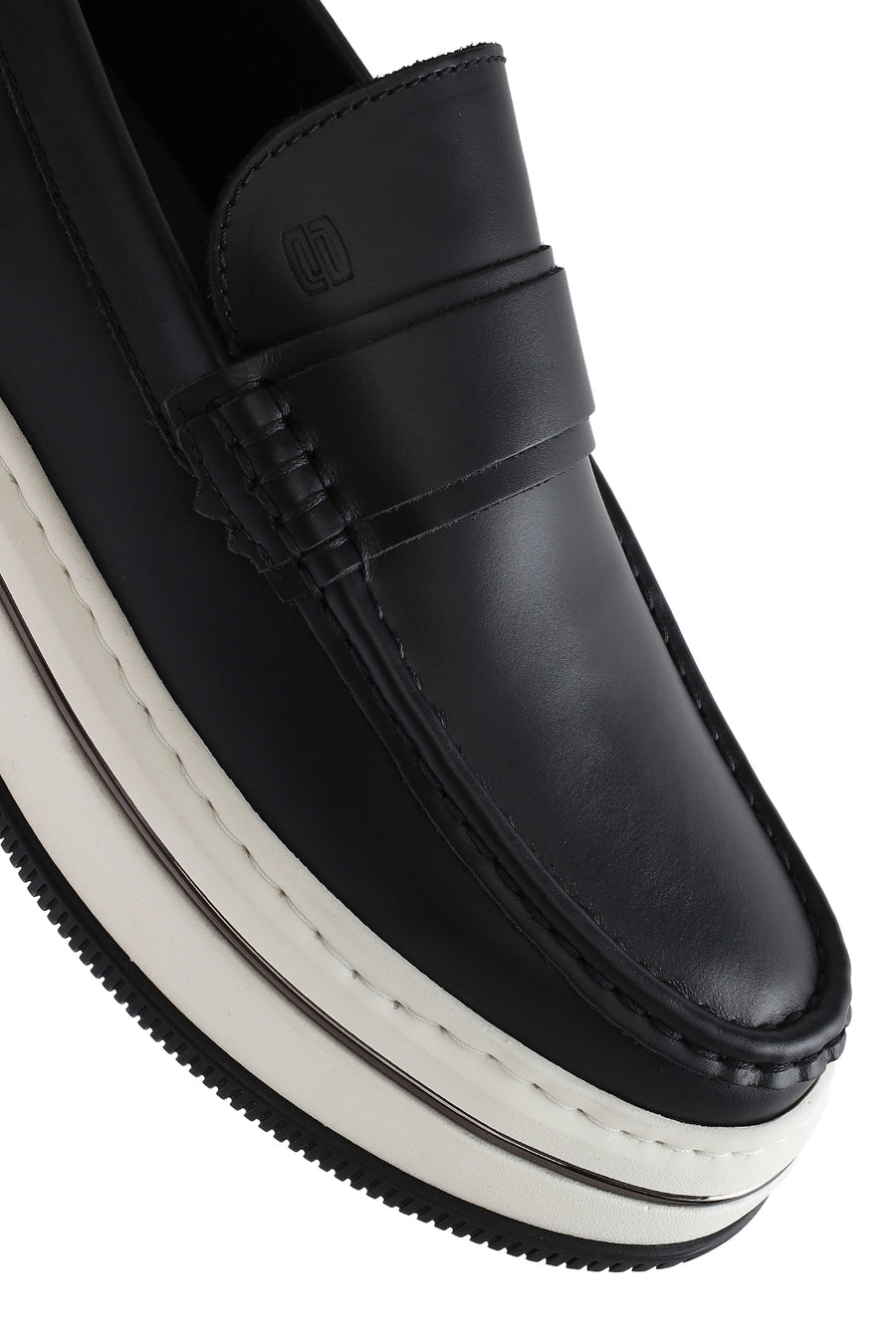 Men's Black Thick-Soled Leather Casual Loafer