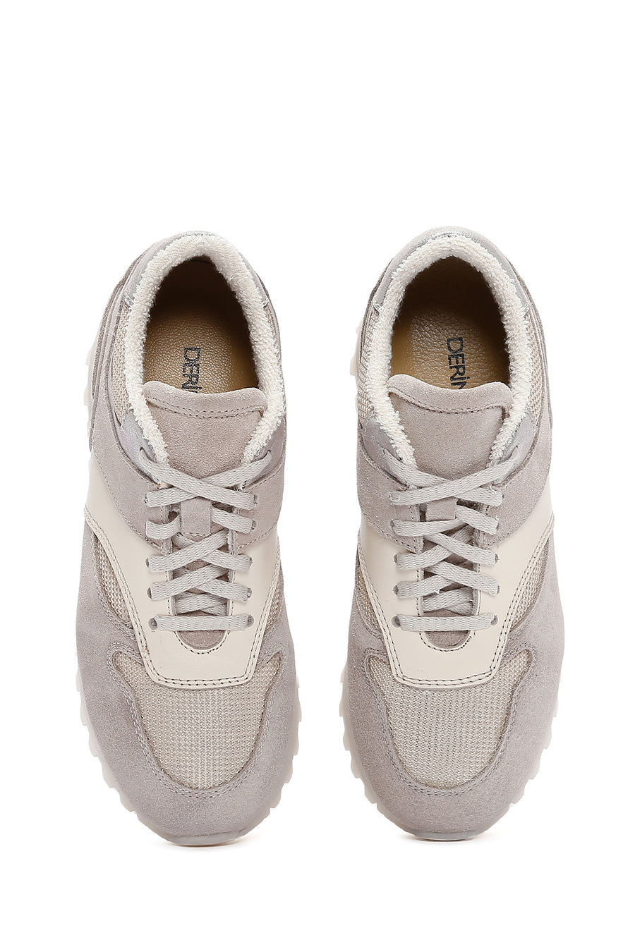 Women's Beige Thick Soled Leather Sneaker