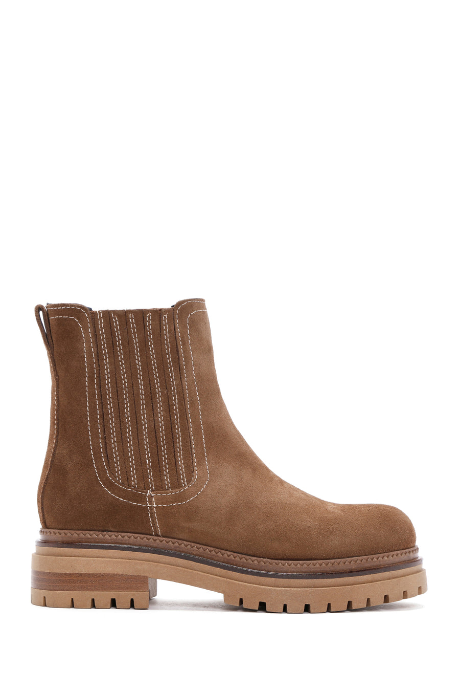 Women's Tan Suede Leather Chelsea Boots 23WFD185210 | Derimod
