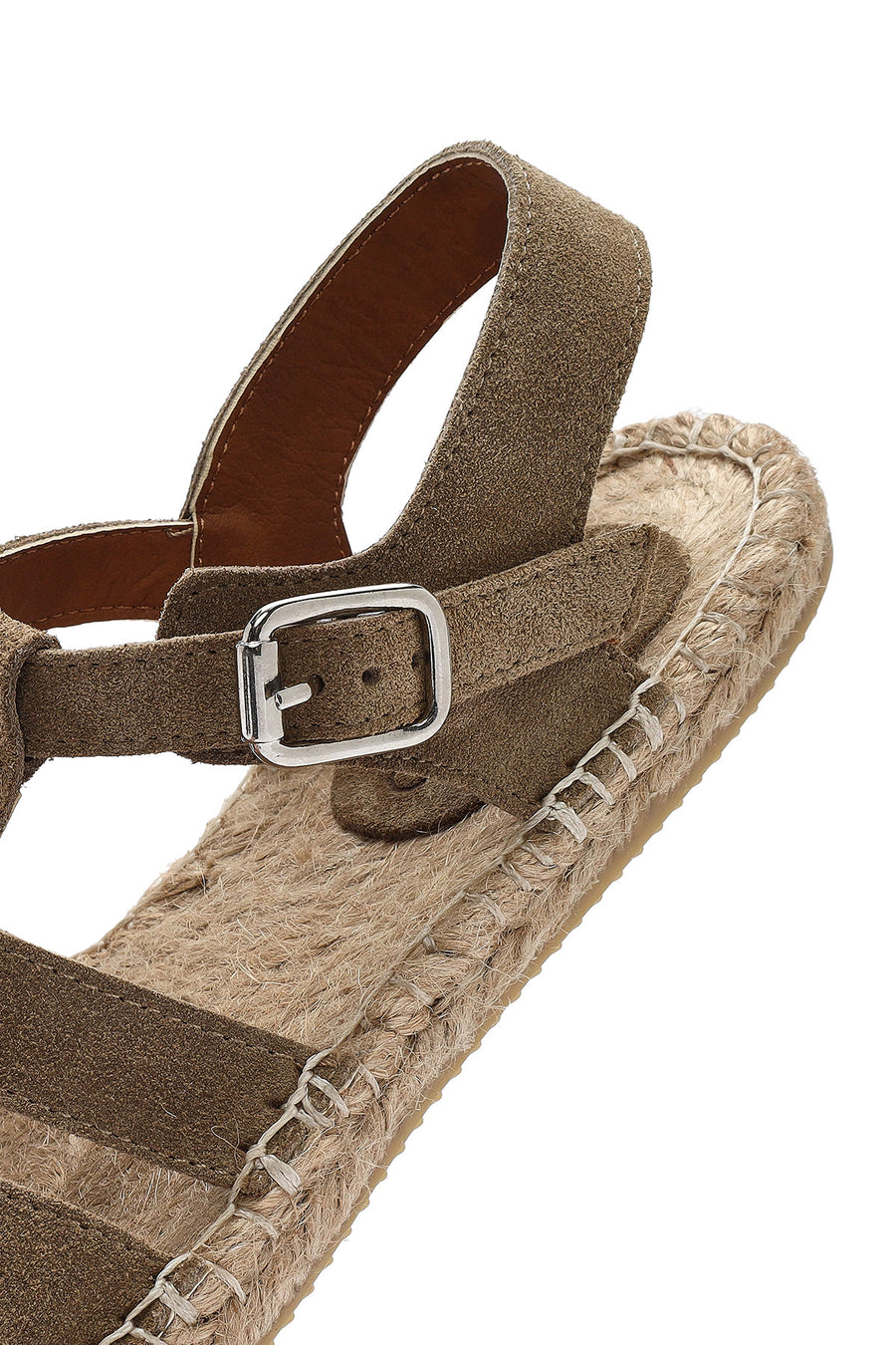 Women's Mink Buckled Suede Leather Espadrille Sandals