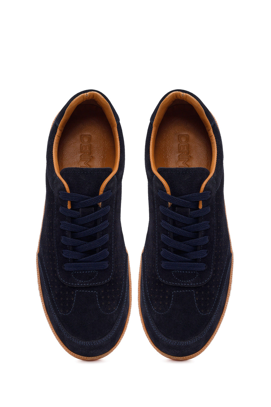 Men's Navy Blue Lace-up Suede Leather Sneaker