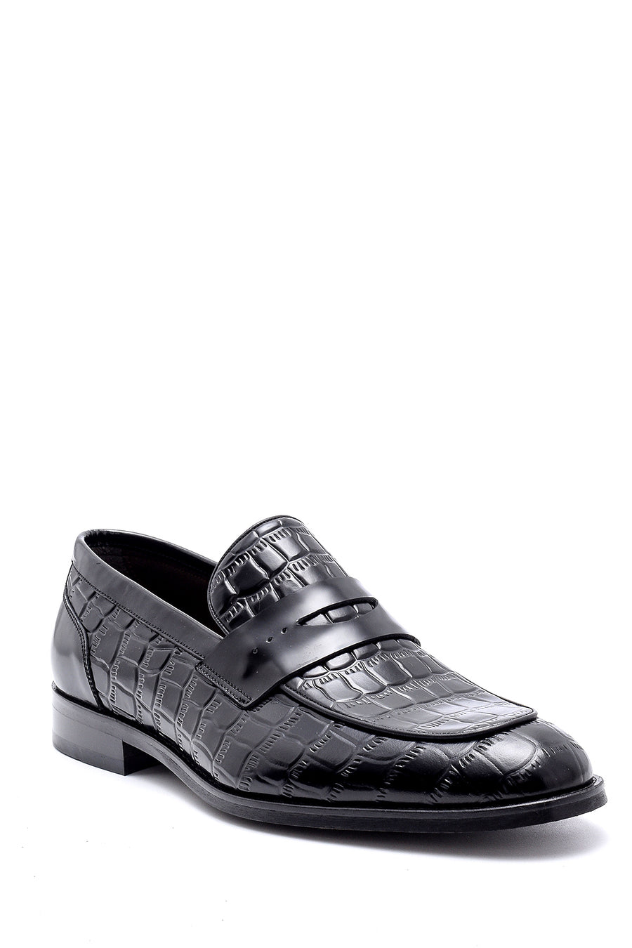 Erkek Kroko Detaylı Deri Loafer