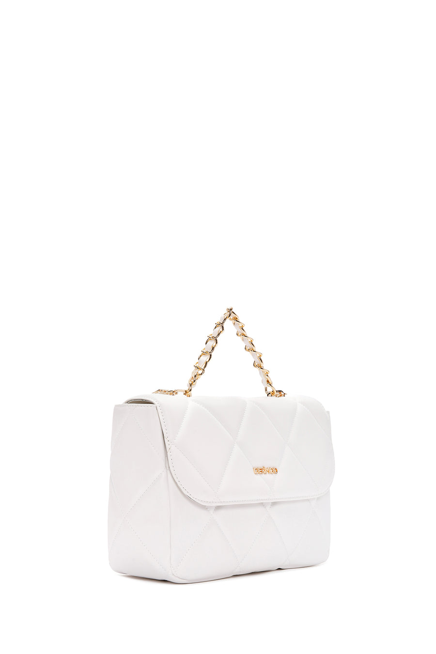 Women's White Long Strap Quilted Shoulder Bag