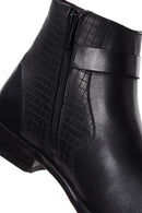 Men's Black Buckle Detailed Leather Classic Zipper Boots | Derimod